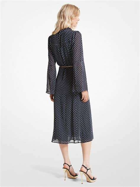 michael michael kors polka dot georgette tie-neck dress